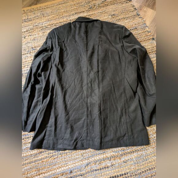 Vtg Black Linen Blend Blazer 46R Plus Size Shoulder Pads Dillard’s 90s/Y2K Pocke - Picture 7 of 7